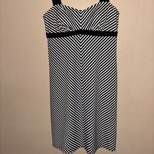 Athleta Stripe PURA Black and White Spaghetti Strap Swim Dress 36B/C